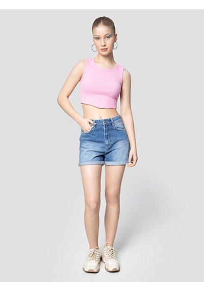 Crop Kadın Atlet Pembe