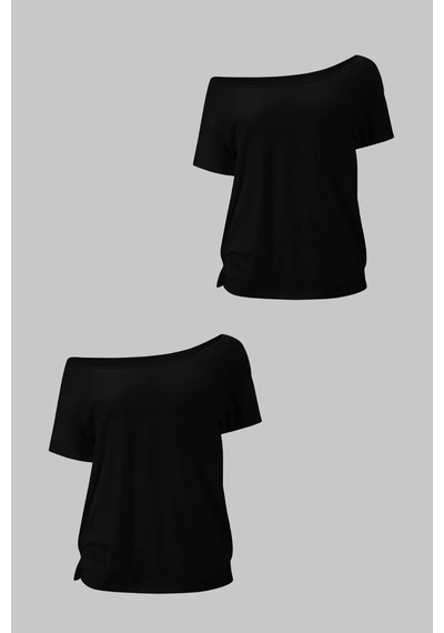 Cool Tarz Siyah 2li Paket Kadın Düşük Omuz Kayık Yaka Oversize T-shirt Siyah - Siyah Siyah - Siyah Cool Tarz Siyah 2li Paket Kadın Düşük Omuz Kayık Yaka Oversize T-shirt Siyah - Siyah Siyah - Siyah