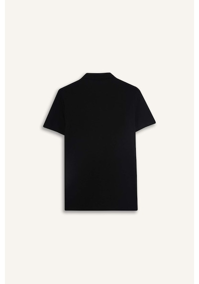 DeFacto Slim Fit Dar Kesim Polo Yaka Kısa Kollu Pamuklu Modal Karışımlı Basic Düz Siyah Tişört M6609AZ25SPBK81