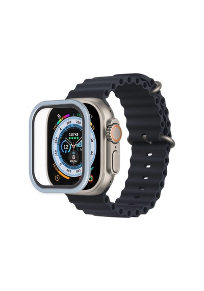 Apple Watch Uyumlu   Ultra 49mm Alüminyum Kasa Cam Ekran Koruyucu - Mavi