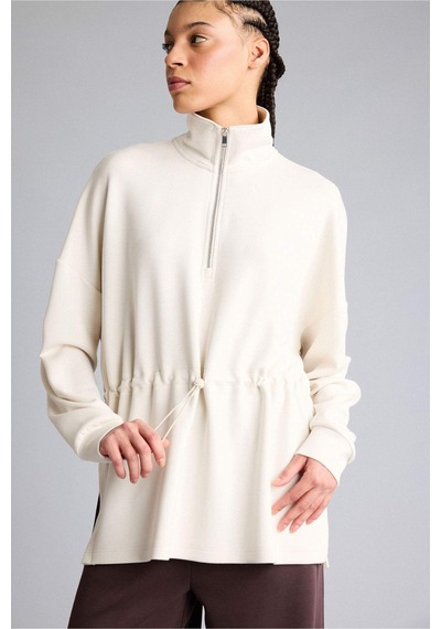 Defacto Long Fıt Dik Yaka Modal Sporcu Sweatshirt F9065ax26sper218 Ekru-er218