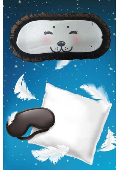 Pazarız Uyku Göz Bandı Maskesi Işık Önleyici Gözlük Maske Bant Eye Mask Kedicik