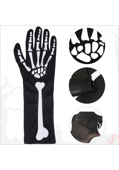 Halloween Kemik Desenli İskelet Eldiven Çifti