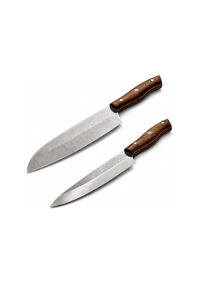 N690 Çelik Santoku Ve Guyuto Bıçak Seti 2 Parça Profesyonel Şef Bıçağı, Özel Tasarım Ceviz Sap, Premium M Genel