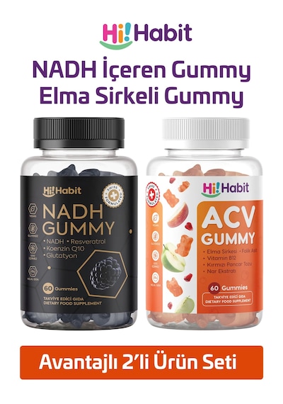 Hi Habit Nadh & Elma Sirkesi Gummy B12 Q10 Folik Asit 2x60