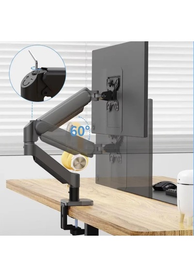 Tek Kollu Monitör Kolu Ve Monitör Standı 13-32 İnç, 9 Kg, Vesa 75x75 100x100 Uyumlu, Yay Destekli 360 Döner Ayarlanabilir Masaüstü Ekran Tutucu Siyah