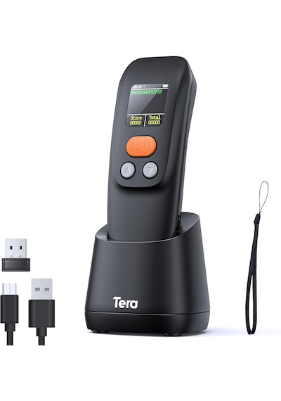 Tera 1600 Kablosuz 1d 2d Qr Barkod Okuyucu Ergonomik El Tipi 3in1 Bluetooth, 2.4g Kablosuz, Usb Süper Kod Çözme Cmos Sensörlü Tarayıcı