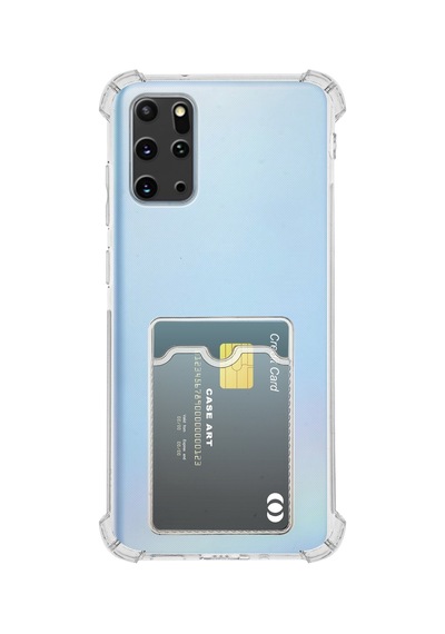 Samsung Galaxy Uyumlu S20 Plus Kapak Kamera Korumalı Kartlıklı Darbe Emici Özellikli Şeffaf Silikon Kılıf