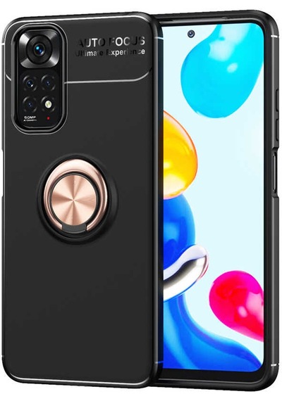 Xiaomi Redmi Note 11s Global Kılıf Zore Ravel Silikon Kapak Siyah-Rose Gold