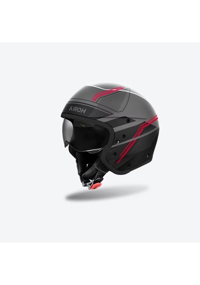 Airoh J 110 Slim Motosiklet Kaskı Mat Gri - Kırmızı