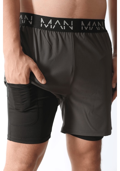 Nature The Brand Unisex Şort,astarlı Şort,gym Şort, Fitness Şort,gizli Cepli Şort, Fitness Taytlı Şort Antrasit