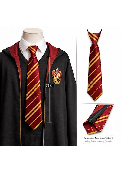 Harry Potter Gryffindor Fermuarlı Ayarlanabilir Kravat 5264 "