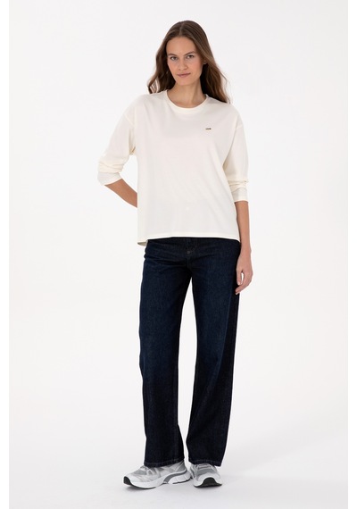 U.S. Polo Assn. Kadın Krem Bisiklet Yaka Sweatshirt 50318159-VR071