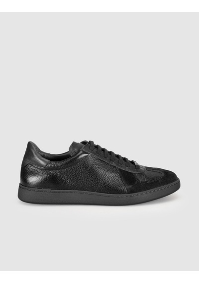 Cabani Hakiki Dana Deri Siyah Süet Erkek Sneaker Ayakkabı