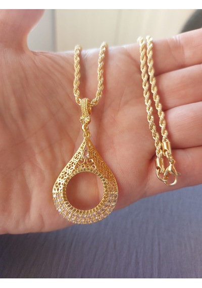 22ayar Altın Kaplama Çeyrek 60cm Kolye 3mm Halat Zincir Altın