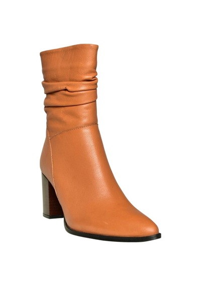 Fox Shoes V398095103 Taba Hakiki Deri Kalın Topuklu Kadın Bot Taba-hakiki Deri
