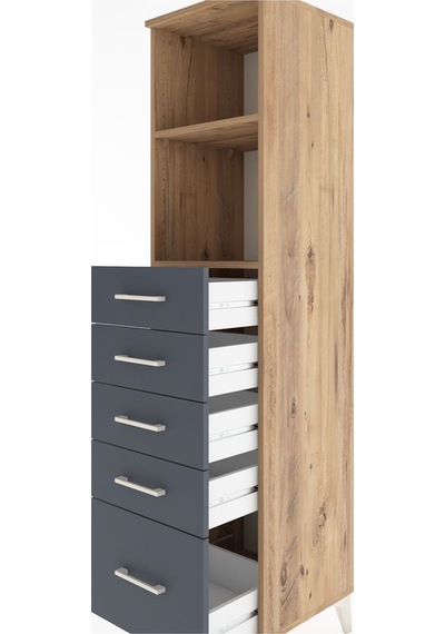 Hyperion Dolap 2 Raflı 5 Çekmeceli 44x44x182 Çam-antrasit Çam Hyperion Dolap 2 Raflı 5 Çekmeceli 44x44x182 Çam-antrasit Çam