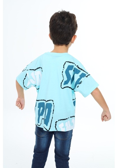 Toontoy Kids Toontoy Erkek Çocuk Stpo Baskılı Tişört Su Yeşili