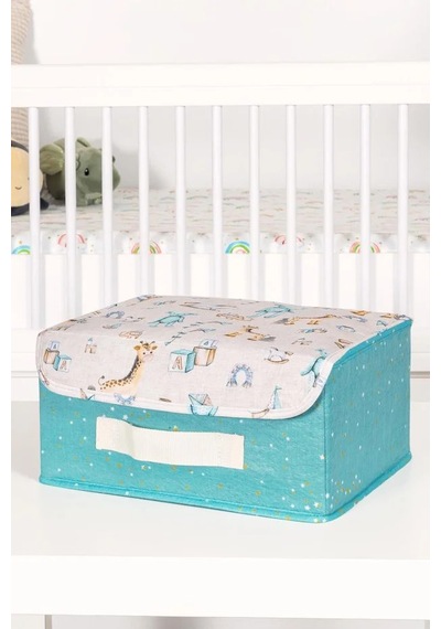 Tex Republic Baby Kapaklı Kutu - Bebek Odası Düzenleyici 30 X 22 X 15 Cm Mavi