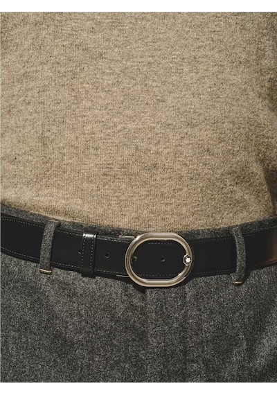 Montblanc Sartorial At Nalı Tokalı Mavi - Siyah 30 Mm Çift Tarafl