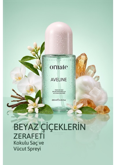 Aveline Beyaz Çiçek, Narenciye, Amber Ve Vanilya Notalı Kokulu Saç Ve Vücut Spreyi Body Mist 200 Ml