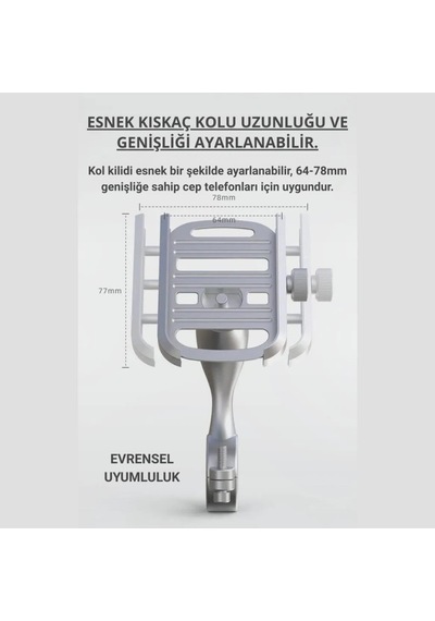 Alüminyum Gidon Sıkıştırmalı Motosiklet Telefon Tutucu Scooter Bisiklet Telefon Tutucu Sarsılmaz Diğer