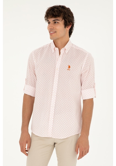U.s. Polo Assn. Erkek Pudra Gömlek Desenli 50282861-vr042 Pudra