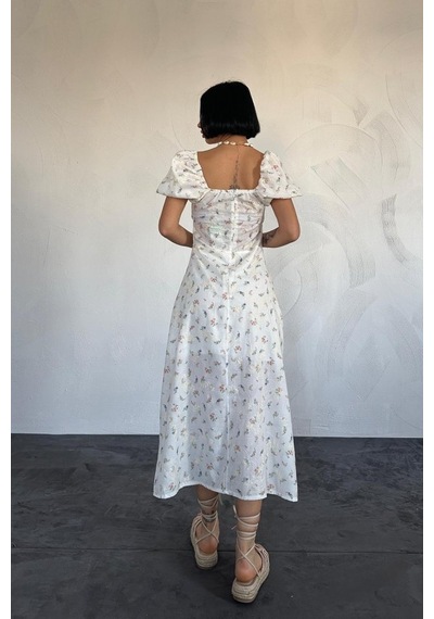 Dogutrend Lila Çiçekli Yazlık Elbise