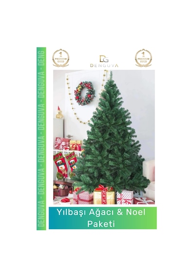 Yılbaşıağacı Yeni Lüks Şık Dekoratif Yapay Çam Ağacı Yeşil Sık Yapraklı Noel Paketi 150 Cm 220 Dal Standart
