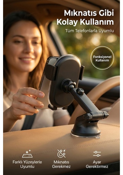 Sarsıntı Önleyci 360 Dönebilen Araç İçi Telefon Tutucu 1