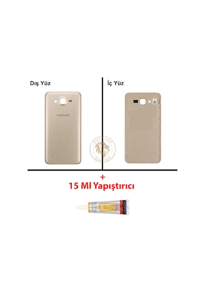 Samsung Galaxy J7 Core J701f Gold Renk Arka Kapak + B7000 Yapıştırıcı Arka Cam Batarya Kapağı Pil Kapağı Lazer Kesim Back Cover Galaxy J7 Core Uyumlu