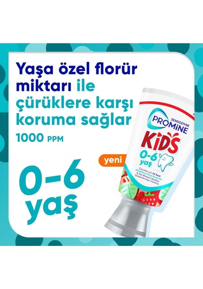 Promine 0-6 Yaş Çocuk Diş Macunu 50ml - Çilek Aromalı 50ml + Mini Boy Hediye 15ml