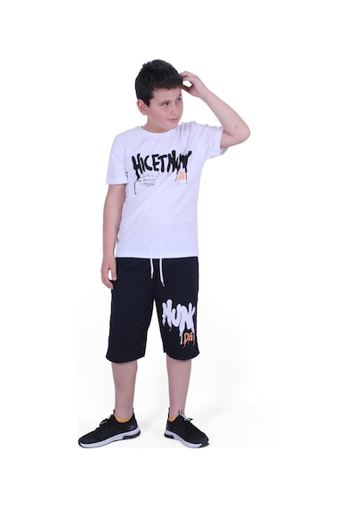 Fyk Kids Dg-nuk Yazı Baskılı Erkek Çocuk Yazlık Takım Beyaz