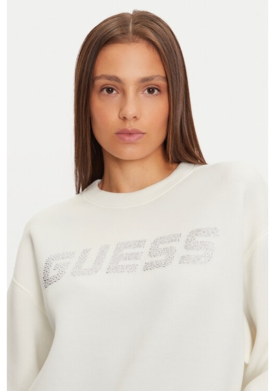 Guess Kadın Cecılıa Parlak Logolu Sweatshirt - Krem Krem