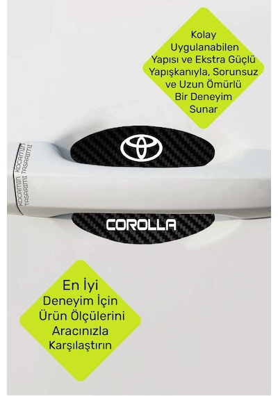 Toyota Corolla İç Kapı Çizik Önleyici Karbon Desenli Şık Ve Koruyucu Folyo Seti Corolla Yazılı 4 Adet