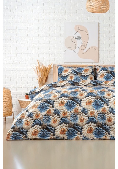 Favora Notte %100 Pamuk 3d Dijital Baskı Çift Kişilik Nevresim Takımı - İndigo İndigo