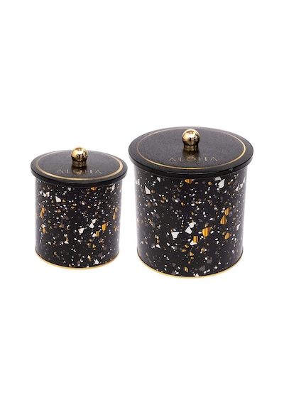 Evle Terrazo Topuz Kulplu Saklama Kabı 2'li Set 17.5 x 18 CM + 14 x 15 CM Çok Renkli