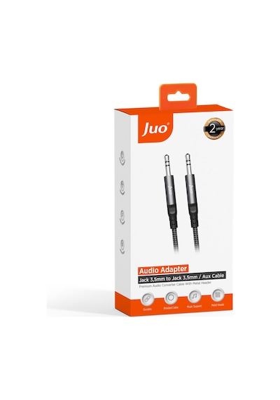 Juo Stereo 3.5mm Trs Jack Örgülü Aux Ses Kablosu 2 Metre