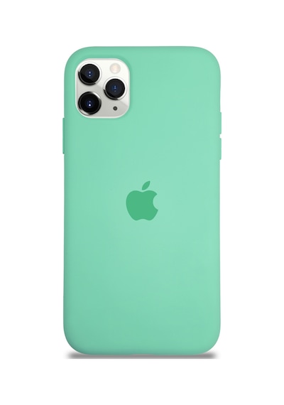 Apple Uyumlu  iPhone 11 Pro Max ile Logolu Silikon Kılıf Altı Kapalı İçi Kadife Lansman Arka Kapak