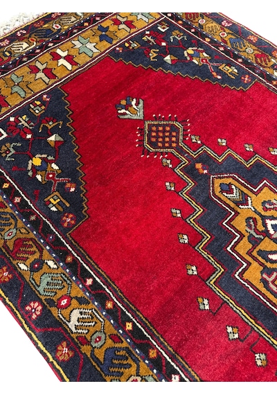 El Dokuma Sıfır Yahyalı Halısı 114x223 Kök Boya %100 Yün Halı Kırmızı