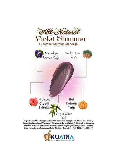 Violet Shimmer Lip-cheek-eye Tint Doğal İçerikli Allık, Ruj, Göz Farı Makyaj Ve Cilt Bakımı Mor