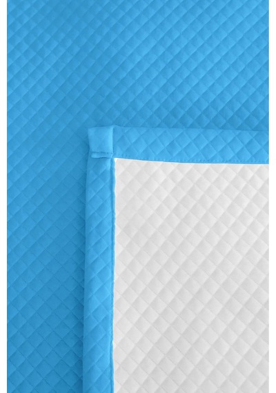 Düz Renk Mavi Genç Odası Tek Kişilik Pike Takımı - Kapitone Turkuaz 160x220cm Mevsimlik Yatak Örtüsü Pamuksu Eşik Tadı