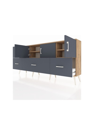 Arges Konsol 4 Raflı 4 Çekmeceli 3 Kapaklı 176x30x83 Çam-antrasit/antrasit Antrasit/antrasit Arges Konsol 4 Raflı 4 Çekmeceli 3 Kapaklı 176x30x83 Çam-antrasit/antrasit Antrasit/antrasit