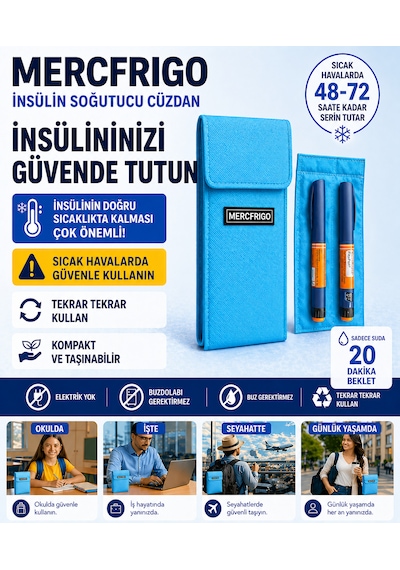 Mercfrigo İnsülin Soğutucu Cüzdan-açık Mavi- 2 Kalemlik Frio