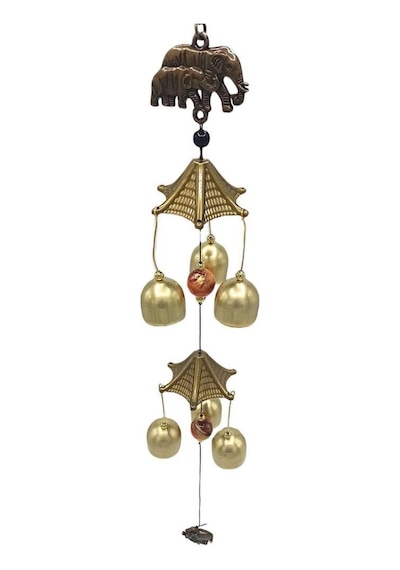Feng Shui Metal Rüzgar Çanı Iki Katlı Bereket Filleri 6 Çan