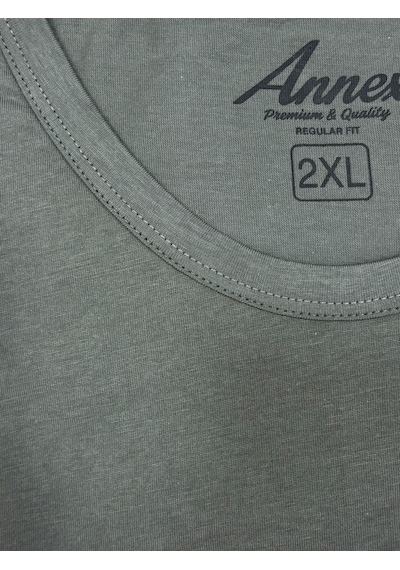 Yuvarlak Yaka Erkek Battal Düz Renk Pamuklu Basic Tshirt Haki