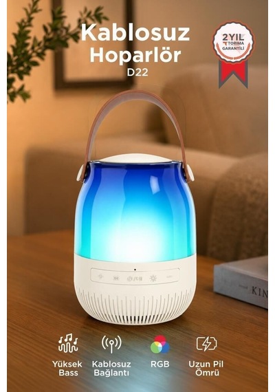 Premium Aydınlatma Müzik Sever Gece Lambası Bluetooth Hoparlör Led Işıklı Speaker D22