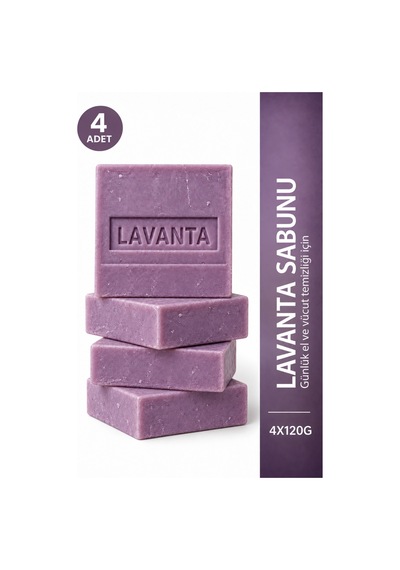 Lavanta Sabunu 4'lü Paket 4 x 120 g Lavantalı Zeytinyağlı Gliserinli El ve Vücut Sabunu