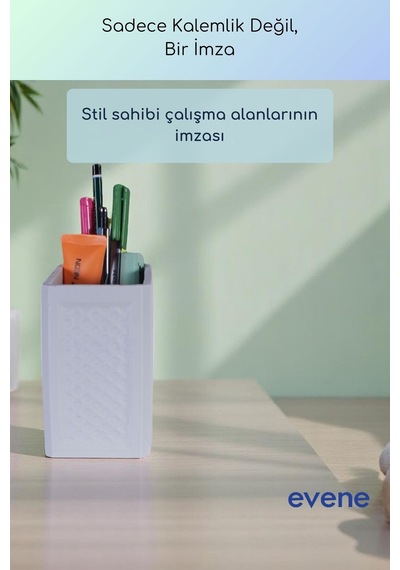 Kalemlik Masa Kalemliği Organizer Kalemlik Beyaz Renk Model 92 Çok Renkli