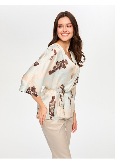 Faik Sönmez Çiçek Desen Viskon Kimono S26kmn004 Us26kmn00472 Taş